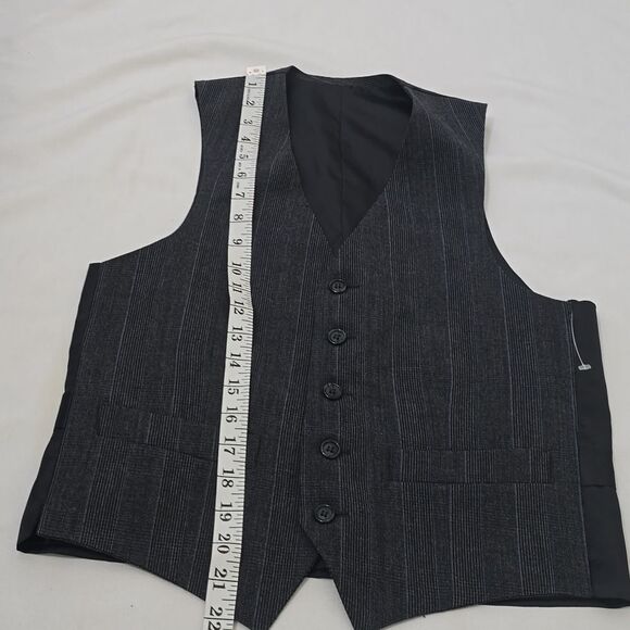 St. De Holt Stylish Black Pinstripe Wool Vest 38 - Picture 3 of 6